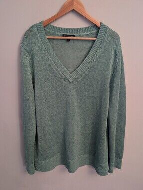 Banana Republic Linen Open Knit Vneck Pullover Sweater Size XL